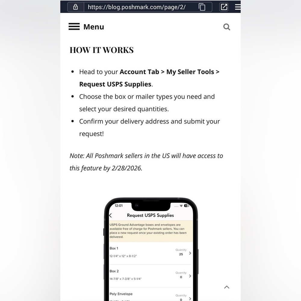 SHIPPING: How to get boxes via USPS Ground postage for sellers IN the APP | info